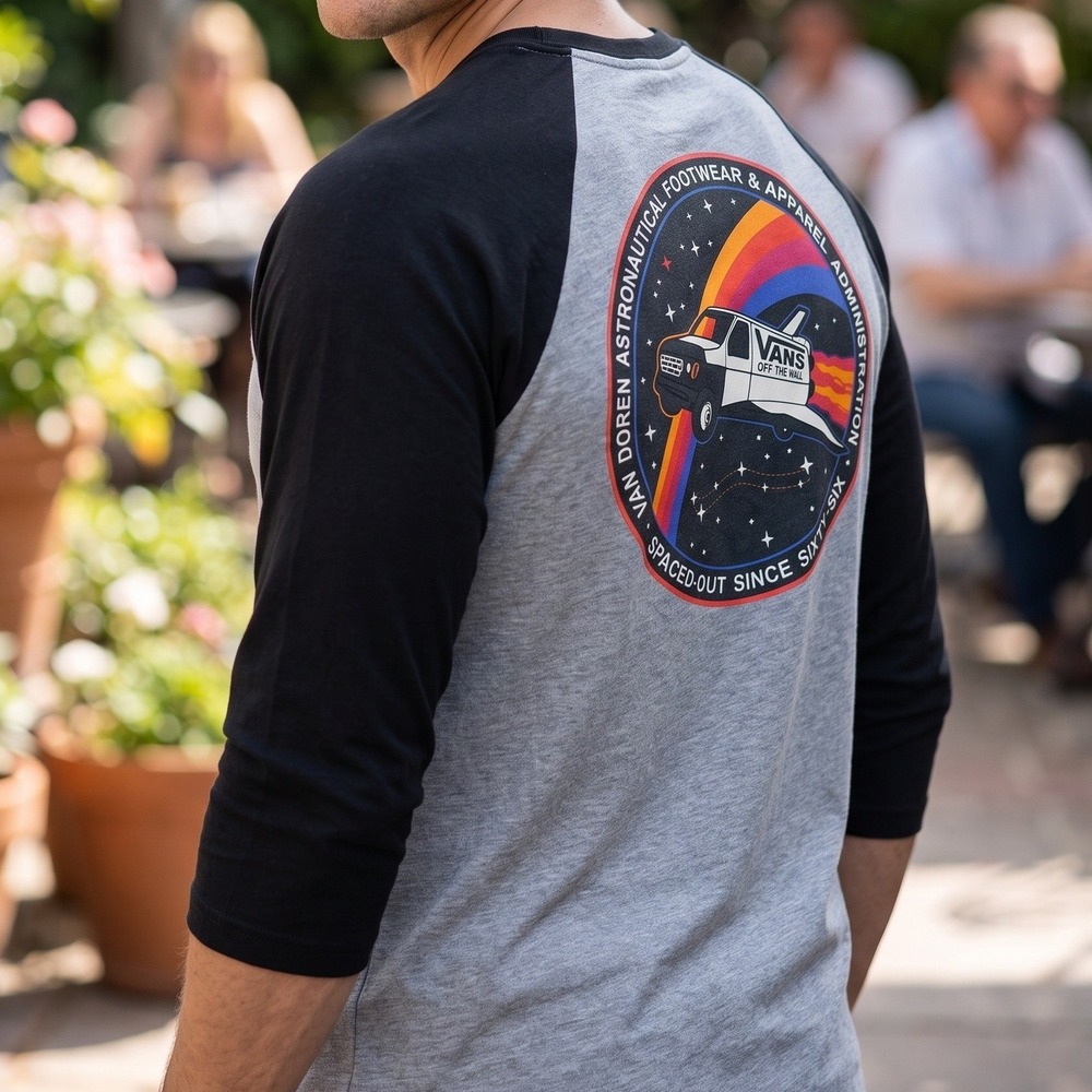 Vans Van Doren Astronautical Space Van Raglan 3/4 Sleeve Grey Black Shirt